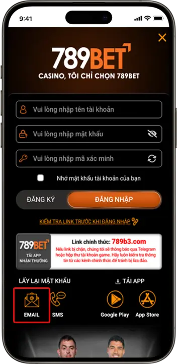 Bước 1: Chọn vào “Lấy lại mật khẩu qua địa chỉ Email”